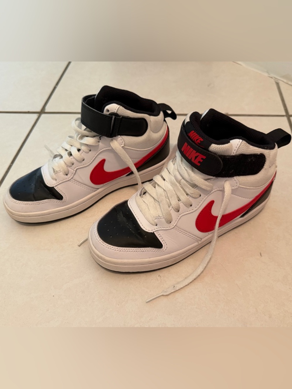 Nike Kids White, Red & Black High-Top Sneakers